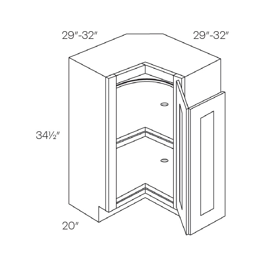 Elegant Square Corner Base Cabinet, Carousel