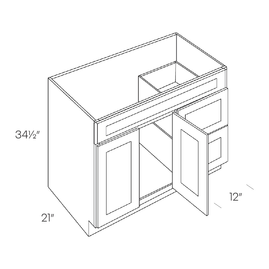 Elegant Vanity Base Cabinet, Right-Side Drawers - V36DR