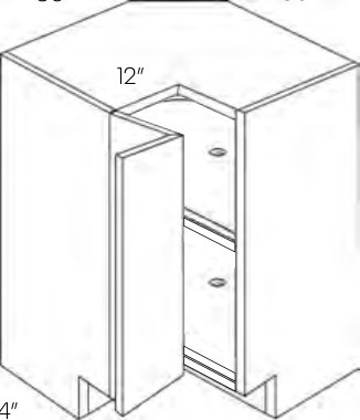 Elegant Plus Square Corner Base Cabinet, Lazy Susan Left