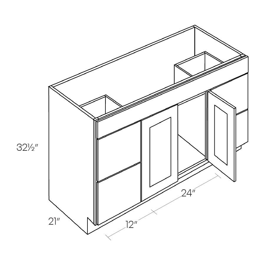 Elegant Plus Vanity Base Cabinet With Drawers, Center Sink - V48DD