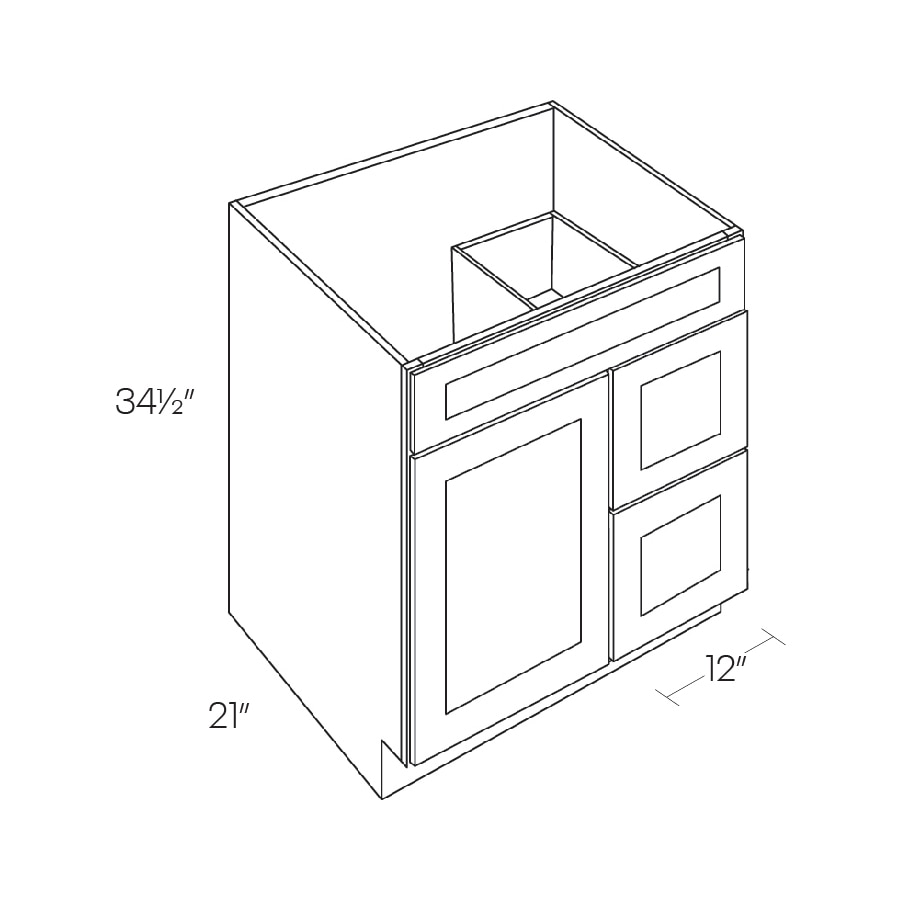 Richmond Plus Vanity Base Cabinet, Left Drawers - V30DL