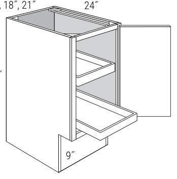Dover 15" Base Cabinet with Soft-Close Rollouts (1 Doors, 2 Rollouts) - ADA-BF15SCRT
