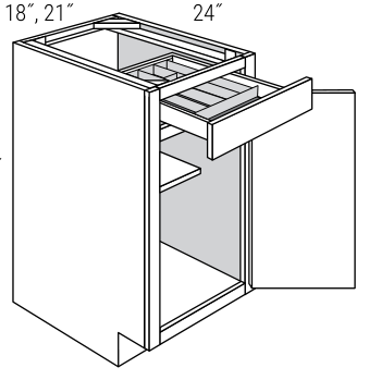 Amesbury 15" Base Cabinet with Utility Tray (1 Door, 1 Drawer, 1 Utility Tray) - B15UTRY
