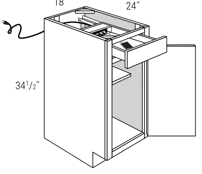 Amesbury 18" Base Cabinet with Charging Drawer (1 Door, 1 Drawer) - B18CHGDR18