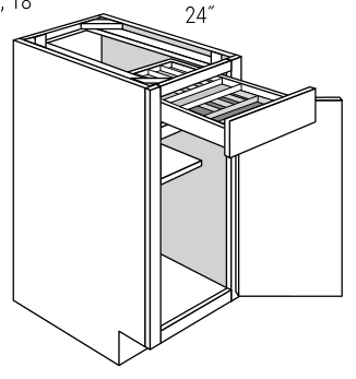 Trenton 18" Base Cabinet with Cutlery Tray (1 Door, 1 Drawer, 1 Cutlery Tray) - B18CTRY