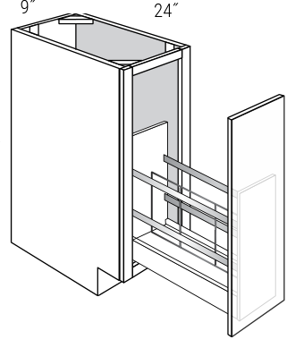 Amesbury 09" Base Cabinet with Tray Divider Pullout (1 Door) - BF09TRAYDIVPO