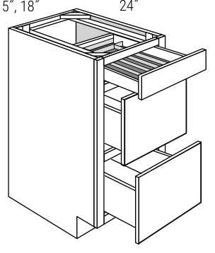 Amesbury 15" Drawer Base Cabinet with Cutlery Tray (3 Drawers, 1 Cutlery Tray) - DB15CTRY