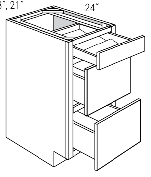 Amesbury 15" Drawer Base Cabinet with Spice Tray (3 Drawers, 1 Spice Tray) - DB15STRY