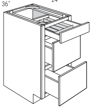 Amesbury 15" Drawer Base Cabinet with Utility Tray (3 Drawers, 1 Utility Tray) - DB15UTRY