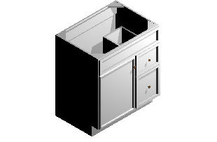Vanity Sink Base – 2 Drawers Right