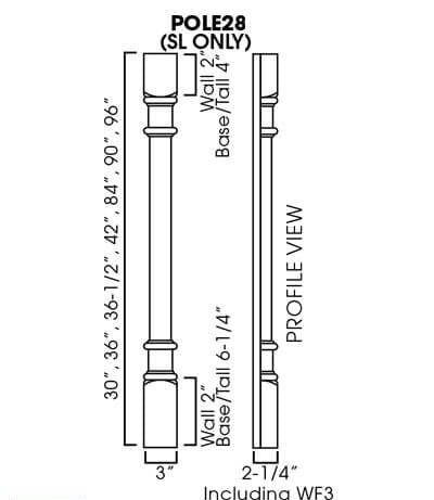 Decorative Post 90" height
