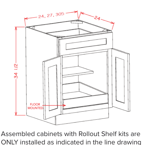 US Cabinet Depot Haven Base One Rollout Shelf Kit - B241RS
