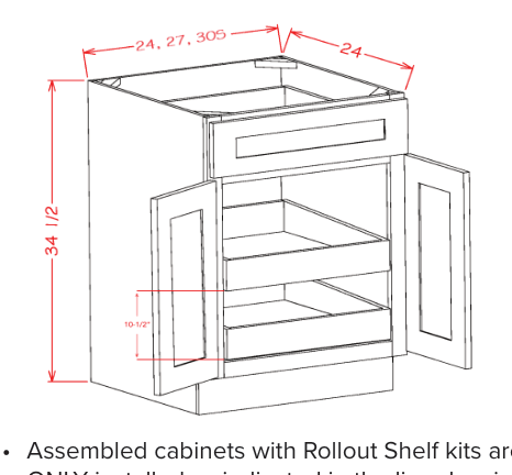 US Cabinet Depot Haven Base Two Rollout Shelves Kit - B272RS